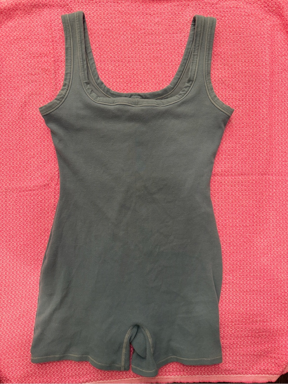 SKIMS Ribbed Seamless Short Bodysuit Romper Gray Size Large